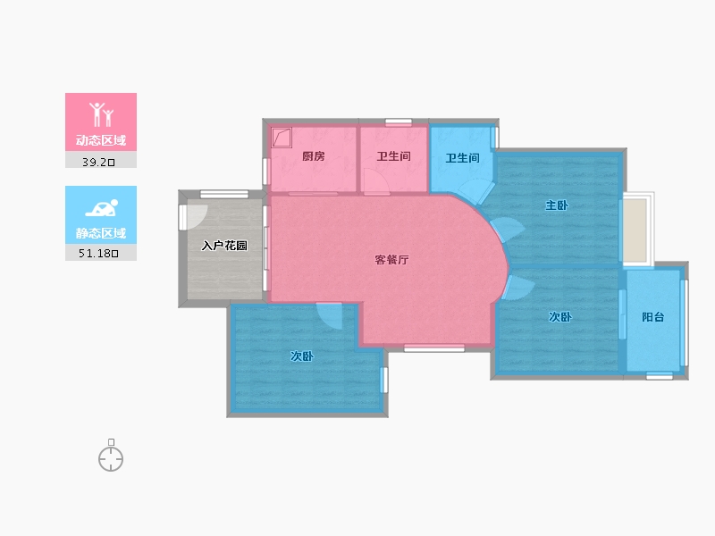 福建省-福州市-泰禾红峪A区-84.54-户型库-动静分区