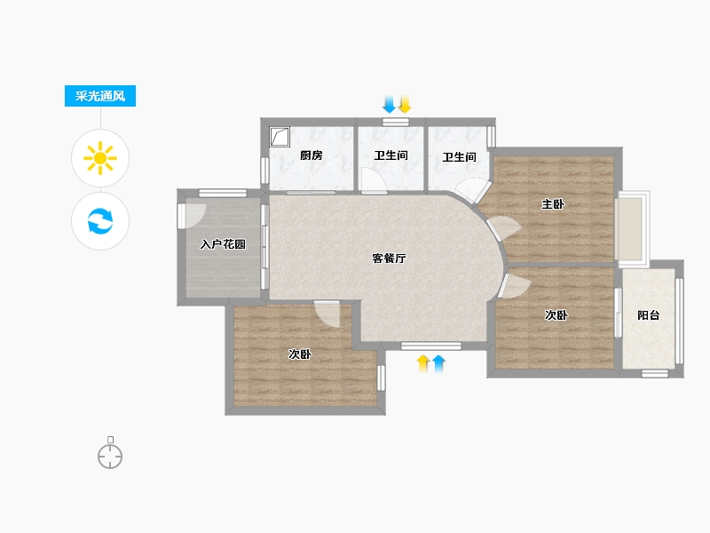 福建省-福州市-泰禾红峪A区-84.54-户型库-采光通风