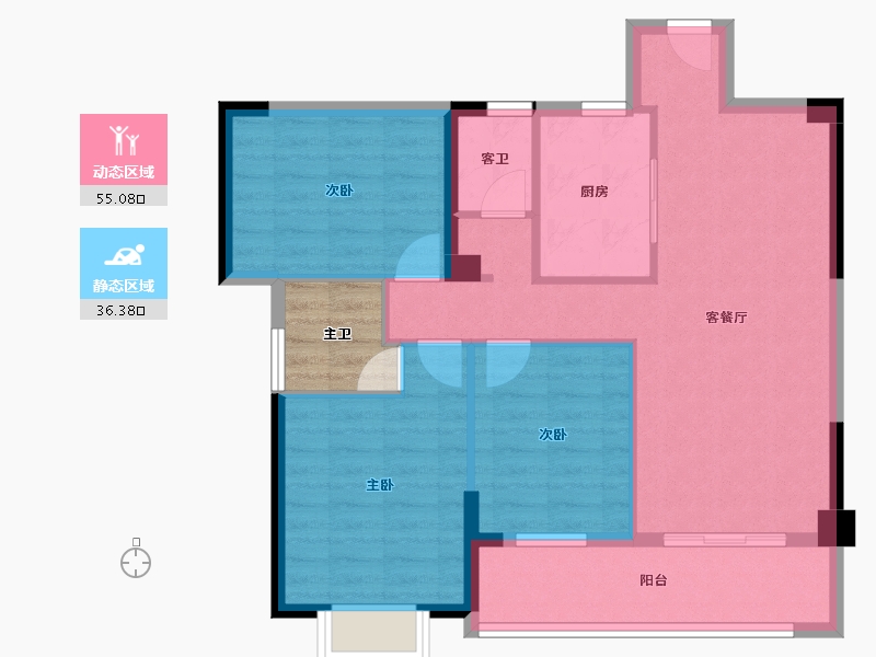 贵州省-六盘水市-星筑·中央公园-85.63-户型库-动静分区