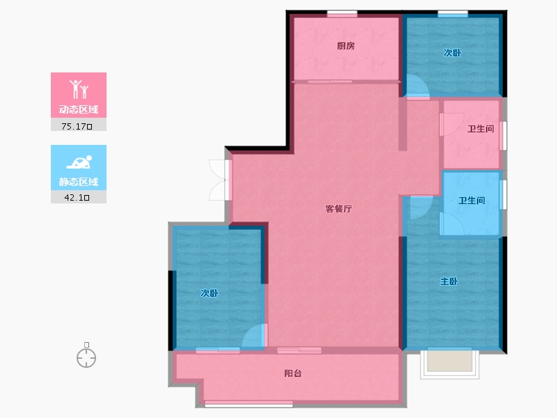 河北省-石家庄市-城发投·云歌朗樾-105.70-户型库-动静分区