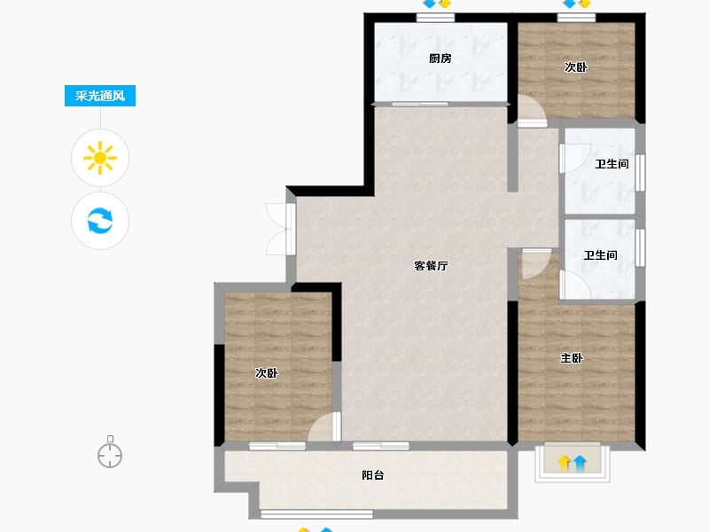 河北省-石家庄市-城发投·云歌朗樾-105.70-户型库-采光通风