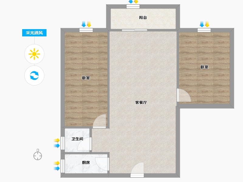 广东省-深圳市-倚山时代雅居-72.07-户型库-采光通风