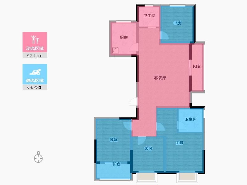 浙江省-杭州市-未来城云上凤栖(人才共有产权）-108.01-户型库-动静分区