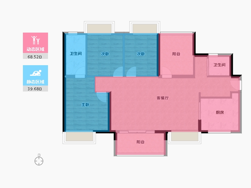 广东省-佛山市-万科金域水岸-97.86-户型库-动静分区