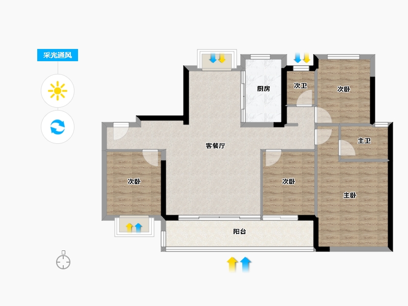 福建省-漳州市-建发西湖望月-105.30-户型库-采光通风