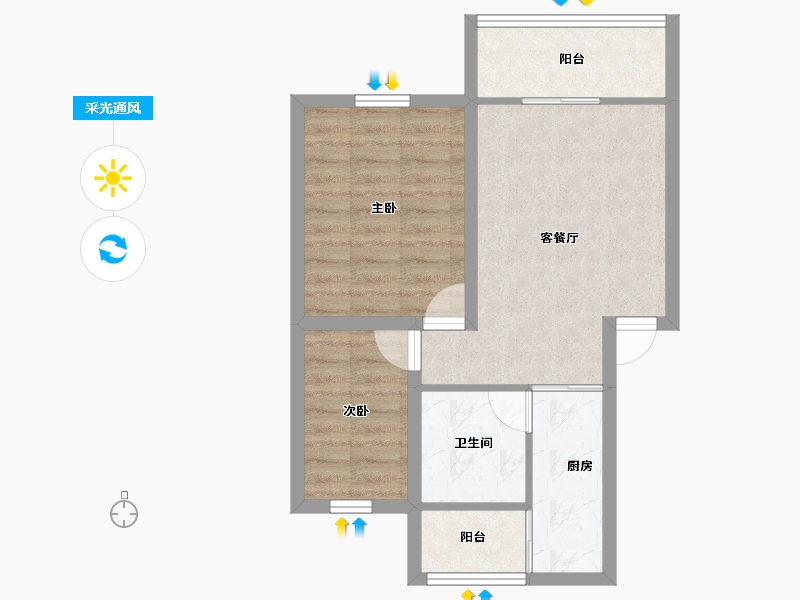 广东省-深圳市-鹏兴花园(一期)-55.93-户型库-采光通风