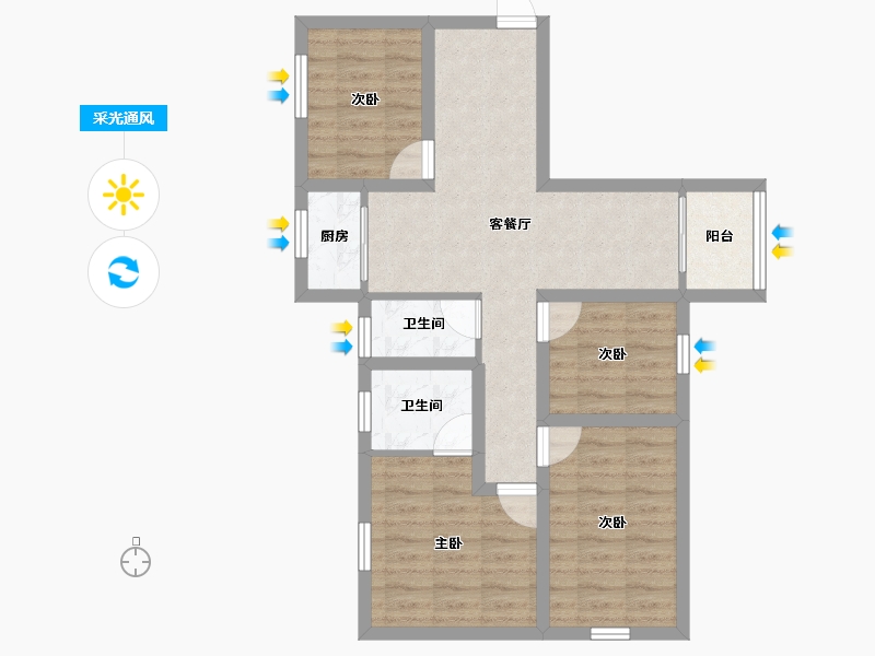 广东省-深圳市-天富花园-68.63-户型库-采光通风