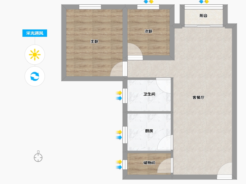 广东省-深圳市-鹏兴花园(五期)-56.11-户型库-采光通风