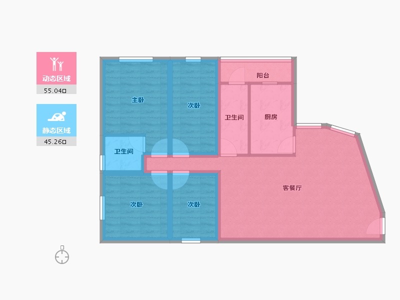 广东省-深圳市-畔山花园-88.94-户型库-动静分区