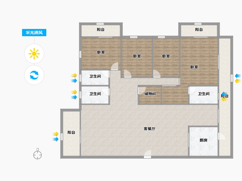 广东省-深圳市-桐林花园-205.27-户型库-采光通风