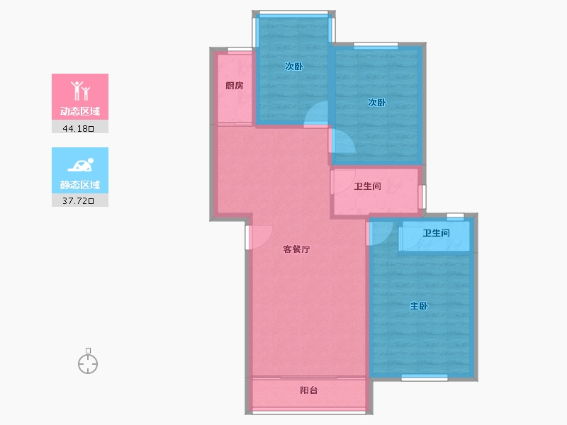 广东省-深圳市-鹏兴花园(一期)-72.85-户型库-动静分区