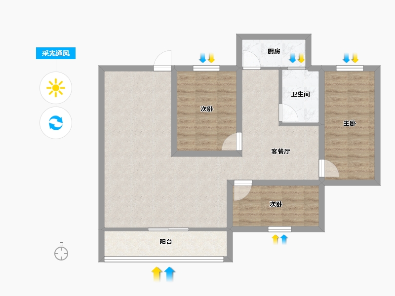 广东省-深圳市-深华花园-82.57-户型库-采光通风