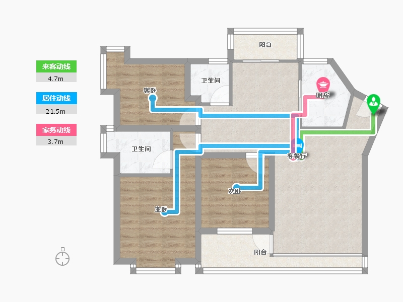 广东省-深圳市-鹏兴花园(六期)-83.82-户型库-动静线