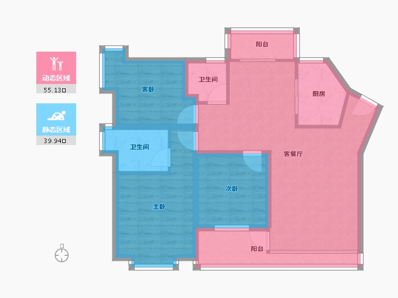 广东省-深圳市-鹏兴花园(六期)-83.82-户型库-动静分区