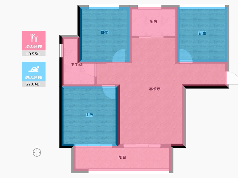 陕西省-宝鸡市-紫汀佳苑-72.35-户型库-动静分区