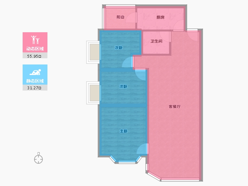 广东省-深圳市-宝龙苑-77.96-户型库-动静分区