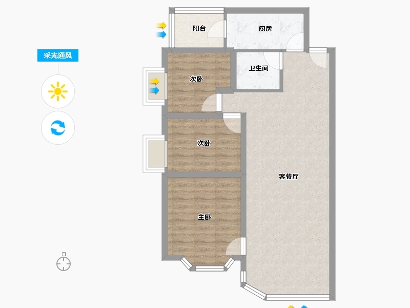 广东省-深圳市-宝龙苑-77.96-户型库-采光通风