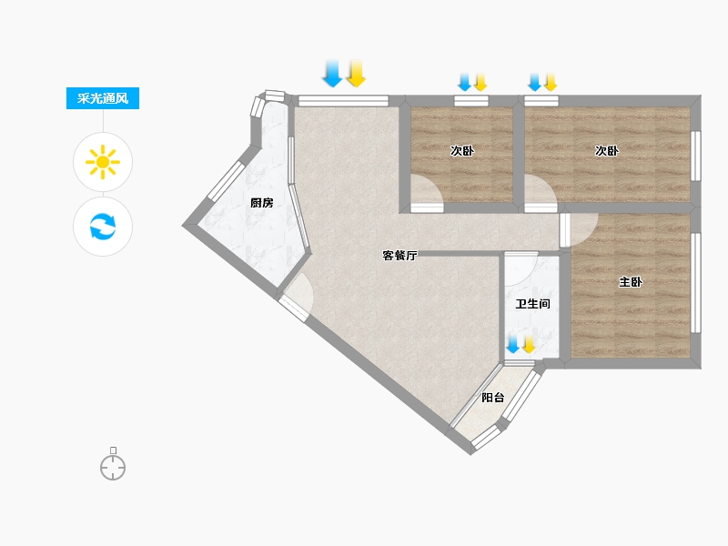 广东省-深圳市-东安花园-59.08-户型库-采光通风