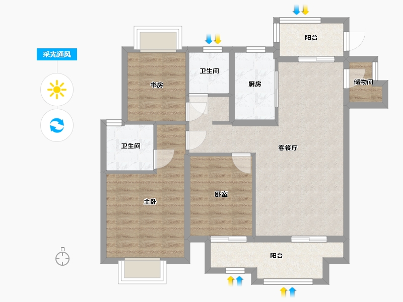 江西省-南昌市-新城高速·昱江来-84.12-户型库-采光通风