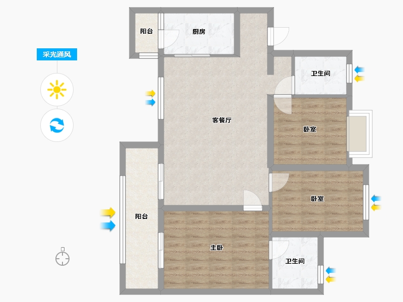 四川省-绵阳市-世贸云锦三期-98.40-户型库-采光通风