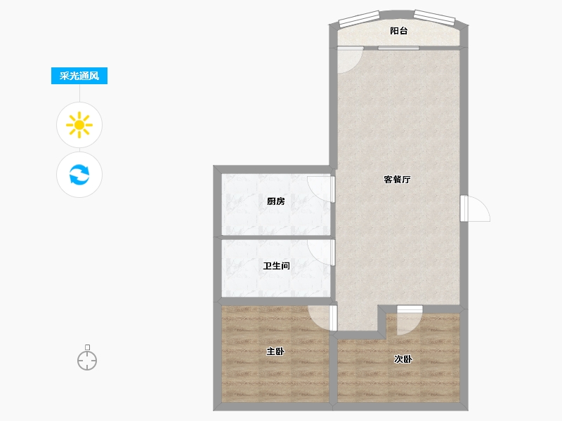 广东省-深圳市-鹏兴花园(二期)-63.85-户型库-采光通风