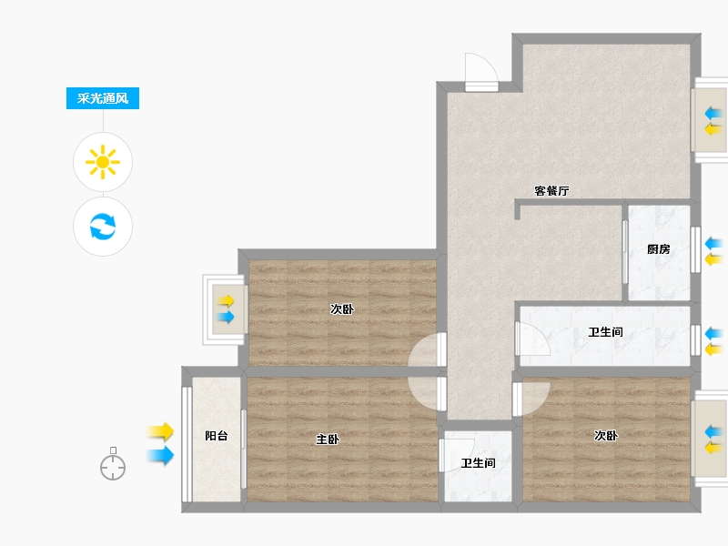 广东省-深圳市-东深小区-84.36-户型库-采光通风