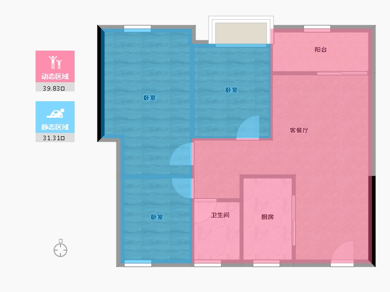 广东省-广州市-珠江西湾里-64.57-户型库-动静分区