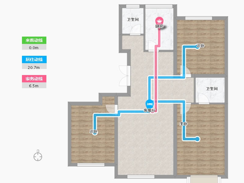 内蒙古自治区-鄂尔多斯市-九和兴·方正园-98.68-户型库-动静线