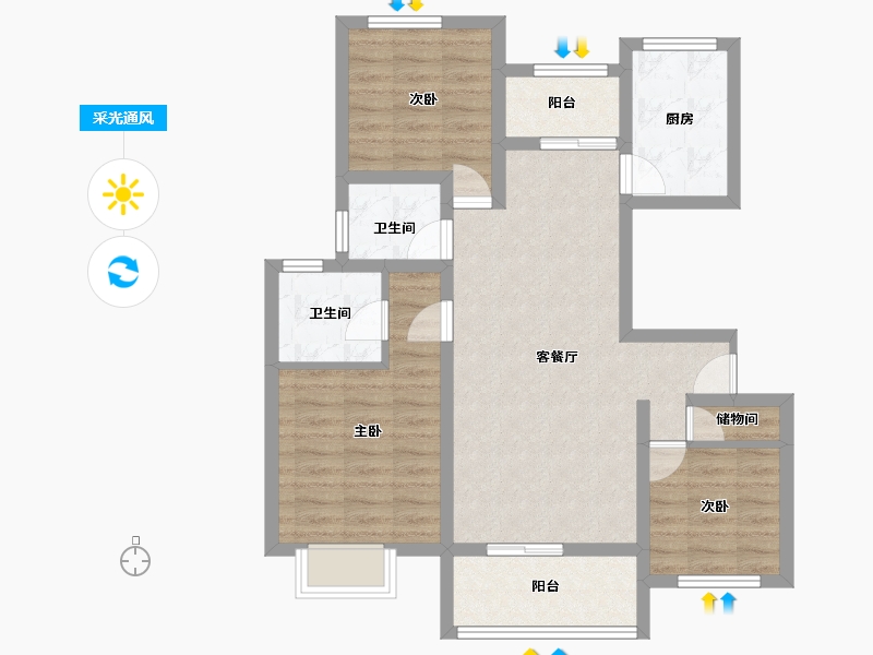 上海-上海市-爱法新城-78.17-户型库-采光通风