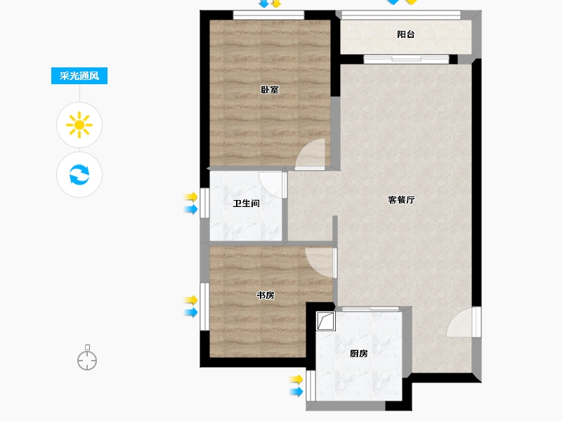 河南省-郑州市-美盛·中环壹号-60.92-户型库-采光通风