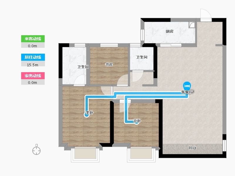 陕西省-西安市-曲江荣华·学府中城-84.80-户型库-动静线