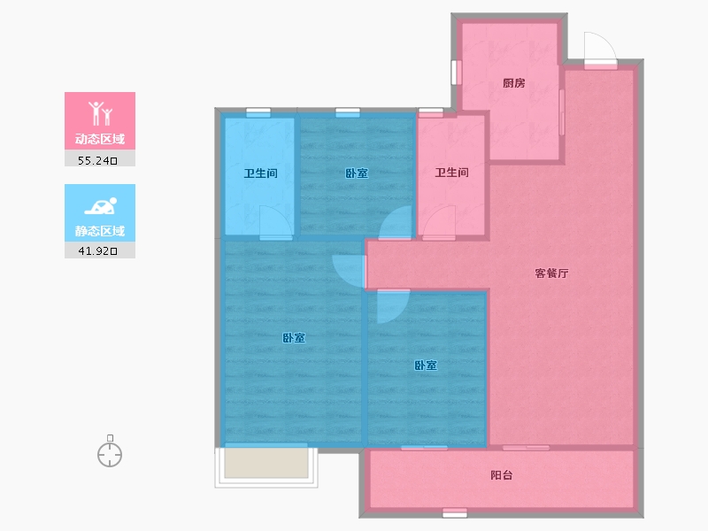 河南省-南阳市-新冉·天润一方-88.67-户型库-动静分区