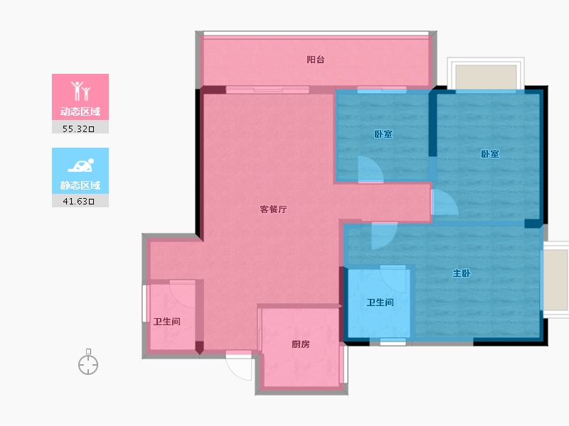 贵州省-六盘水市-星筑·中央公园-87.20-户型库-动静分区