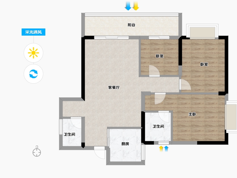 贵州省-六盘水市-星筑·中央公园-87.20-户型库-采光通风