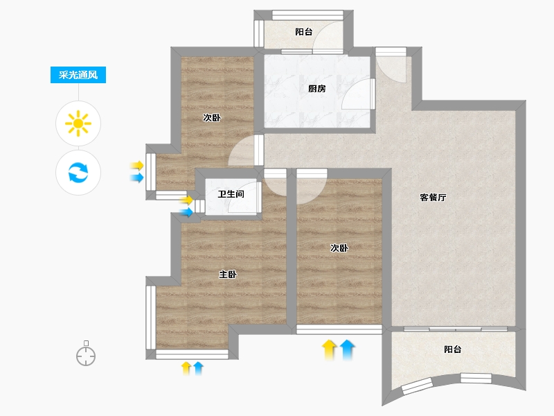 广东省-深圳市-金城华庭-59.79-户型库-采光通风