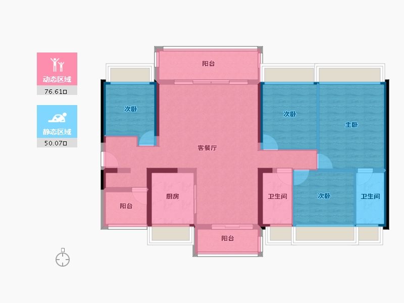 广东省-清远市-碧桂园云璟-113.60-户型库-动静分区