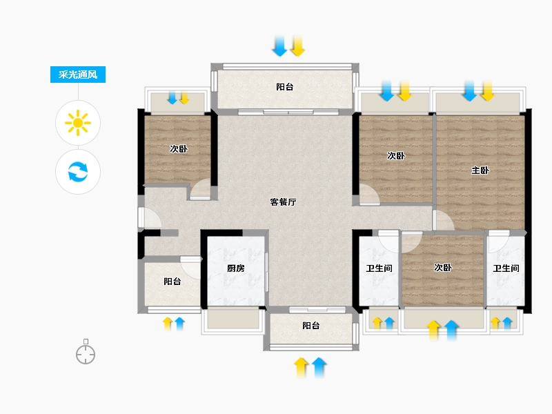 广东省-清远市-碧桂园云璟-113.60-户型库-采光通风