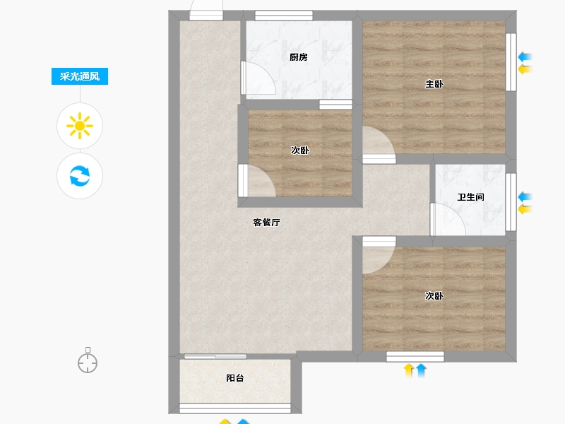 广东省-深圳市-东港印象-60.76-户型库-采光通风