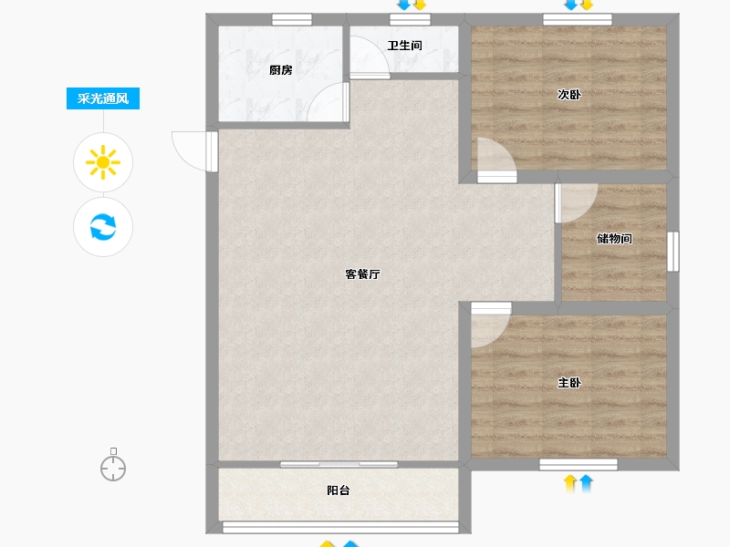 广东省-深圳市-布心花园二区-77.34-户型库-采光通风