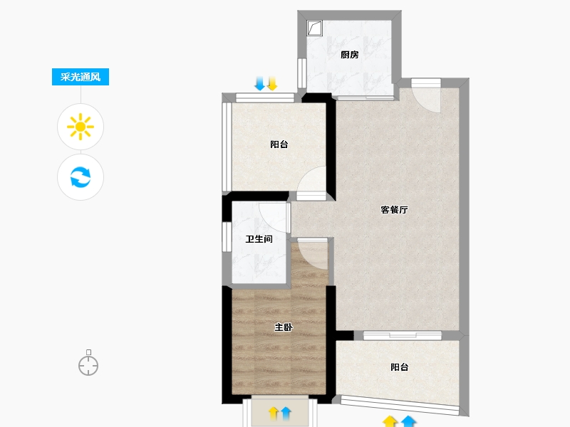 广东省-佛山市-新明珠江畔明珠-50.43-户型库-采光通风