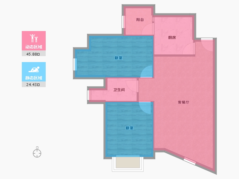 广东省-深圳市-君逸华府（百仕达三期）-63.67-户型库-动静分区