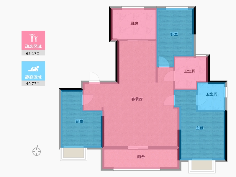 浙江省-宁波市-悦东上境府-92.65-户型库-动静分区