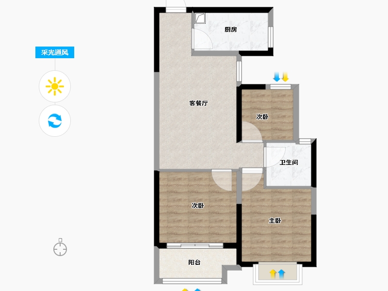 河南省-郑州市-绿都澜湾新苑-69.61-户型库-采光通风