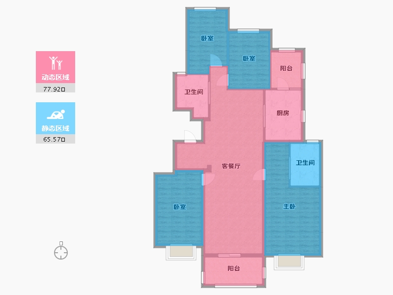 浙江省-湖州市-恒大林溪竹语-129.77-户型库-动静分区