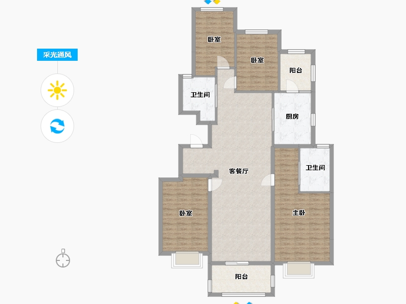 浙江省-湖州市-恒大林溪竹语-129.77-户型库-采光通风