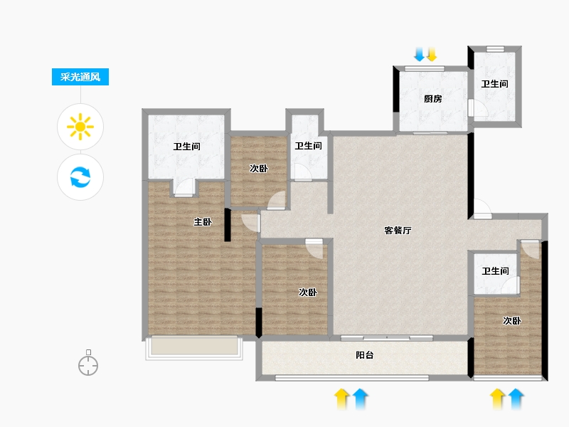 江苏省-苏州市-龙湖御湖境-171.23-户型库-采光通风