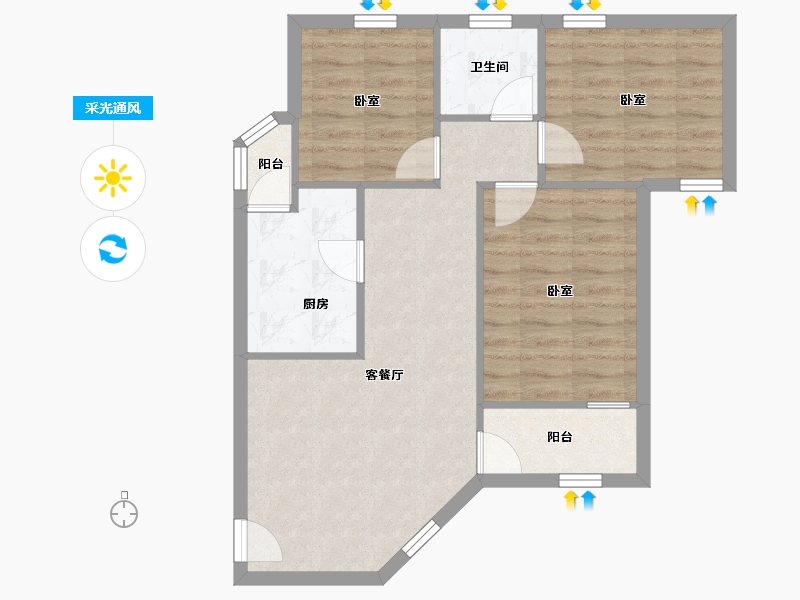 广东省-深圳市-布心花园三区-66.51-户型库-采光通风