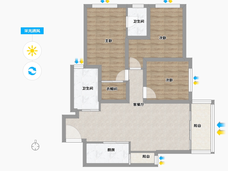 广东省-深圳市-桐林花园-80.35-户型库-采光通风