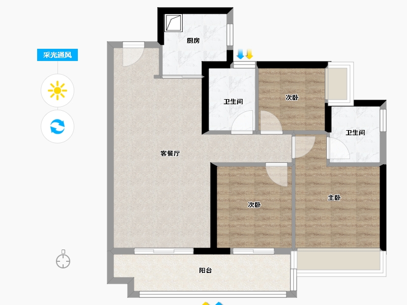 广东省-广州市-兰亭香麓-80.00-户型库-采光通风