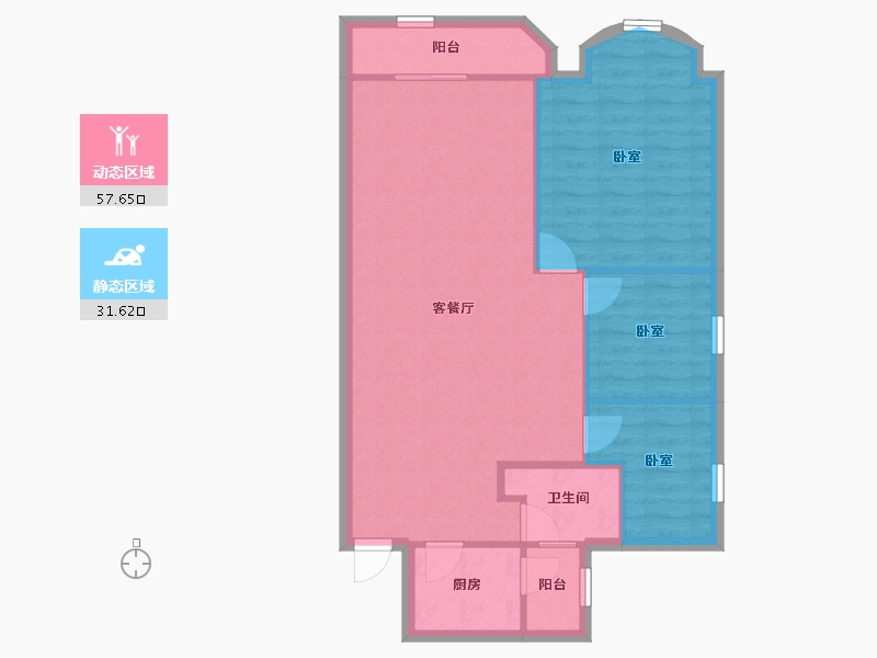 广东省-深圳市-宝龙苑-81.89-户型库-动静分区